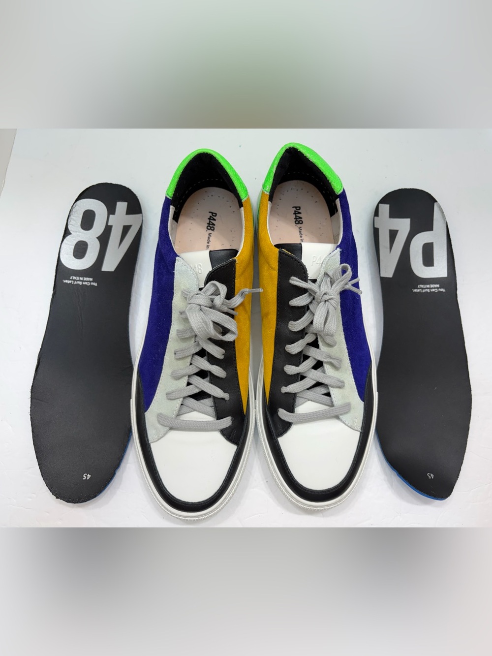 P448 You Can Surf Later Multi Color Suede Leather Sneakers Shoes Sz EU45/US11.5